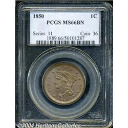 1850 1C MS66 Brown PCGS. N-7, R.2. A
