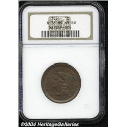 1851 1C MS65 Brown NGC. N-38, R.1. A