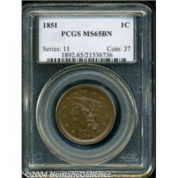 1851 1C MS65 Brown PCGS. N-6, R.1. Die State