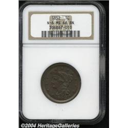 1852 1C MS66 Brown NGC. N-6, Low R.2. Die