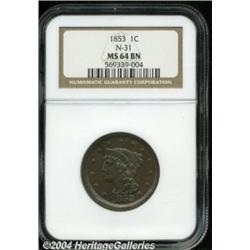 1853 1C MS64 Brown NGC. N-31, High R.4. The