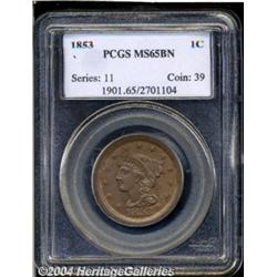1853 1C MS65 Brown PCGS. N-3, R.1. Die State