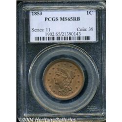 1853 1C MS65 Red and Brown PCGS. N-10, R.1.