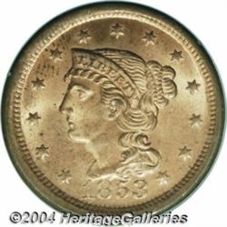 1853 1C MS65 Red PCGS. N-25, R.1. The base of