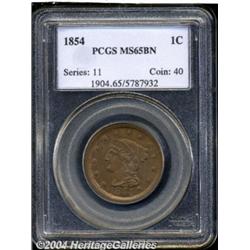 1854 1C MS65 Brown PCGS. N-26, High R.3. Mint