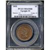 Image 1 : 1855 1C Upright 5s MS65 Red and Brown PCGS.