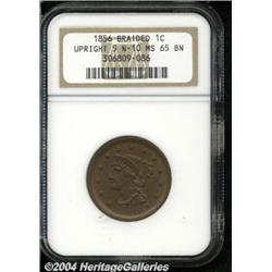 1856 1C Upright 5 MS65 Brown NGC. N-10, R.1. A