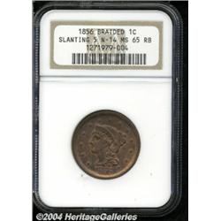 1856 1C Slanted 5 MS65 Red and Brown NGC.