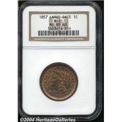 1857 1C Large Date MS65 Red and Brown NGC.