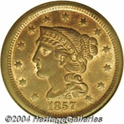 1857 1C Small Date MS65 Red and Brown NGC.