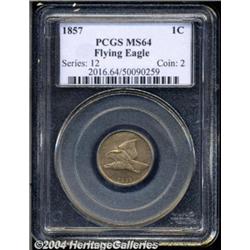 1857 1C MS64 PCGS. A crisply struck and