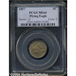 1857 1C MS64 PCGS. A lustrous and