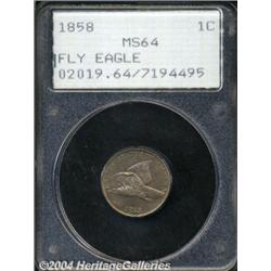 1858 1C Large Letters MS64 PCGS. The bases of
