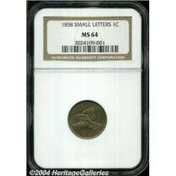 1858 1C Small Letters MS64 NGC. Well struck