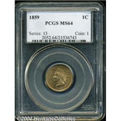 1859 1C MS64 PCGS. Well struck and lustrous,