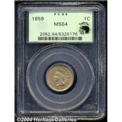 1859 1C MS64 PCGS. Eagle Eye Photo Seal (card