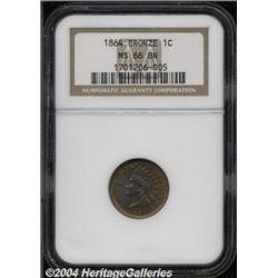 1864 1C Bronze No L MS66 Brown NGC. As is