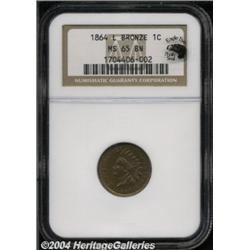 1864 1C L On Ribbon MS65 Brown NGC. Eagle Eye