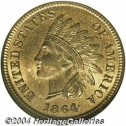 1864 1C L On Ribbon MS65 Red NGC. Snow-17. The