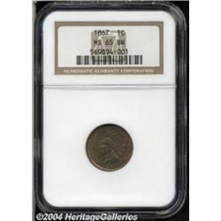 1867 1C MS65 Brown NGC. Boldly struck, with