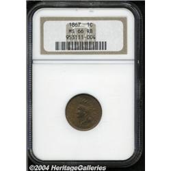 1867 1C MS66 Red and Brown NGC. Fully struck