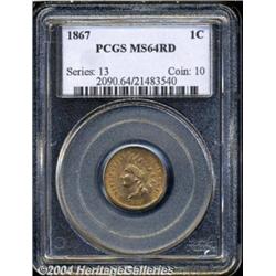 1867 1C MS64 Red PCGS. Snow-5b. The 18 in the