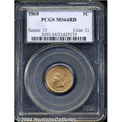 1868 1C MS64 Red PCGS. Predominately a light