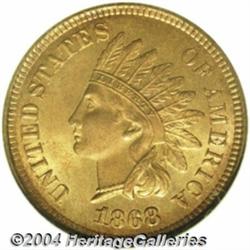 1868 1C MS65 Red NGC. Many 1868 cents are