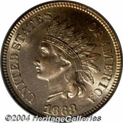 1868 1C MS65 Red PCGS. The 1868 cent is very