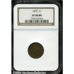 1870 1C XF40 NGC. This specimen is a pleasing
