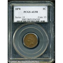 1870 1C AU58 Brown PCGS. Well struck with rich