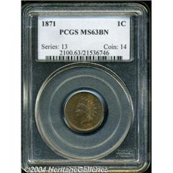 1871 1C MS63 Brown PCGS. Well struck and