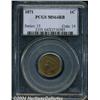 Image 1 : 1871 1C MS64 Red and Brown PCGS. Glossy amber