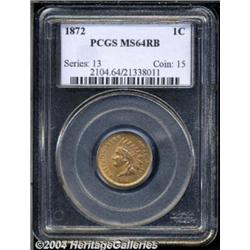 1872 1C MS64 Red and Brown PCGS. Well struck,