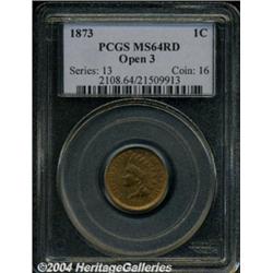 1873 1C Open 3 MS64 Red PCGS. Intricately