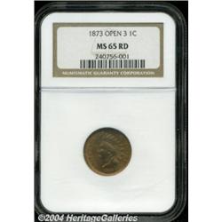 1873 1C Open 3 MS65 Red NGC. Well struck and