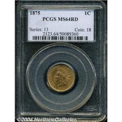 1875 1C MS64 Red PCGS. Original, lustrous
