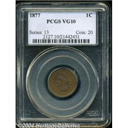 1877 1C VG10 PCGS. Well circulated with medium