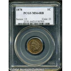 1878 1C MS64 Red and Brown PCGS. Abundant