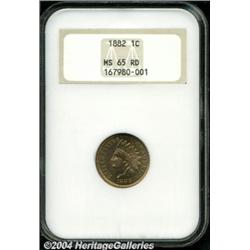 1882 1C MS65 Red NGC. This fully lustrous Gem
