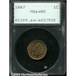 1887 1C MS64 Red PCGS. Struck from eroded