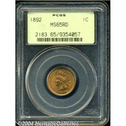 1892 1C MS65 Red PCGS. Glowing mint red luster