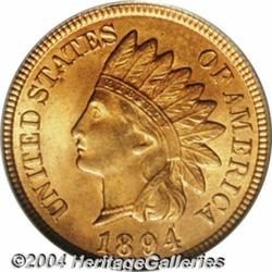 1894 1C Doubled Date MS64 Red PCGS. FS-011,