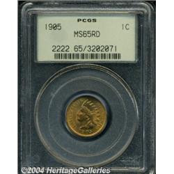 1905 1C MS65 Red PCGS. This crisply struck Gem