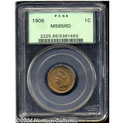 1906 1C MS65 Red PCGS. A splendidly struck Gem