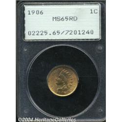 1906 1C MS65 Red PCGS. Honey-gold and lilac