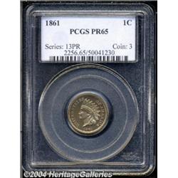 1861 1C PR65 PCGS. A boldly struck and