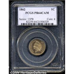 1862 1C PR64 Cameo PCGS. Well struck with a