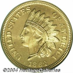 1862 1C PR65 Deep Cameo PCGS. The 1862 is