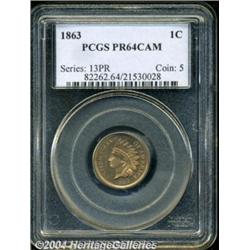 1863 1C PR64 Cameo PCGS. Well struck with good